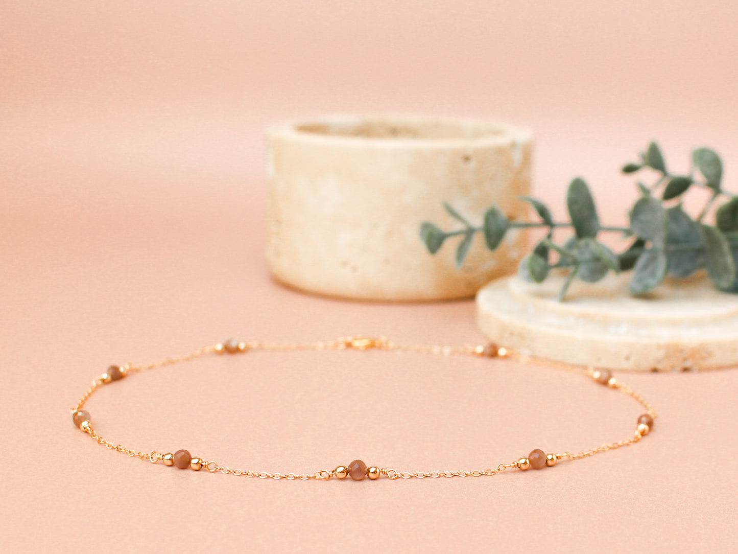 Collier Lou - Pierre de lune cannelle