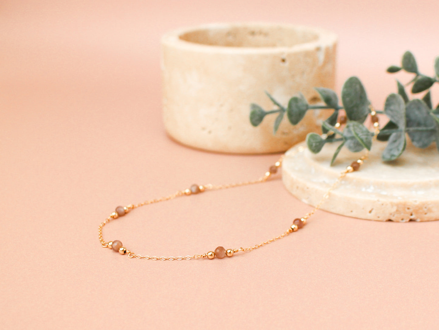 Collier Lou - Pierre de lune cannelle