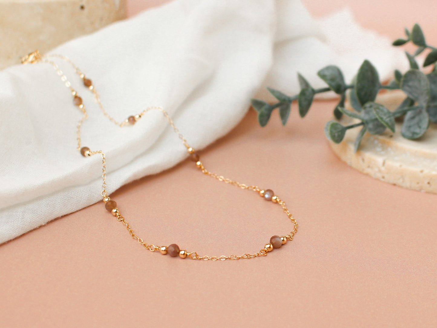 Collier Lou - Pierre de lune cannelle