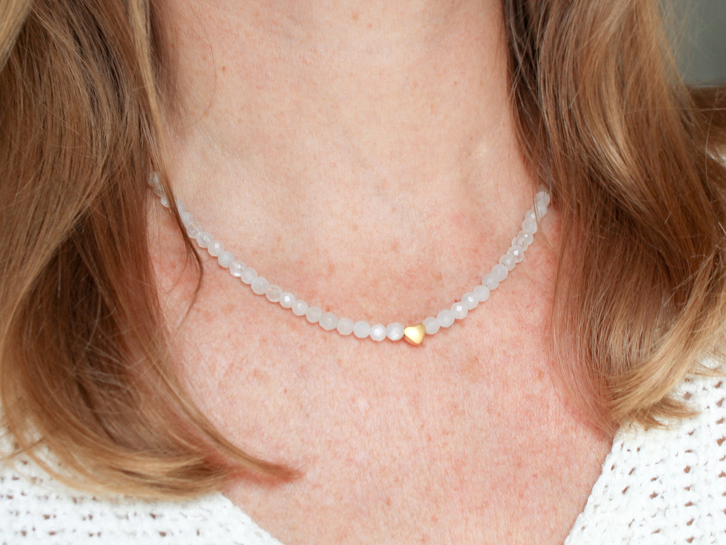 Collier Mia - Pierre de lune blanche