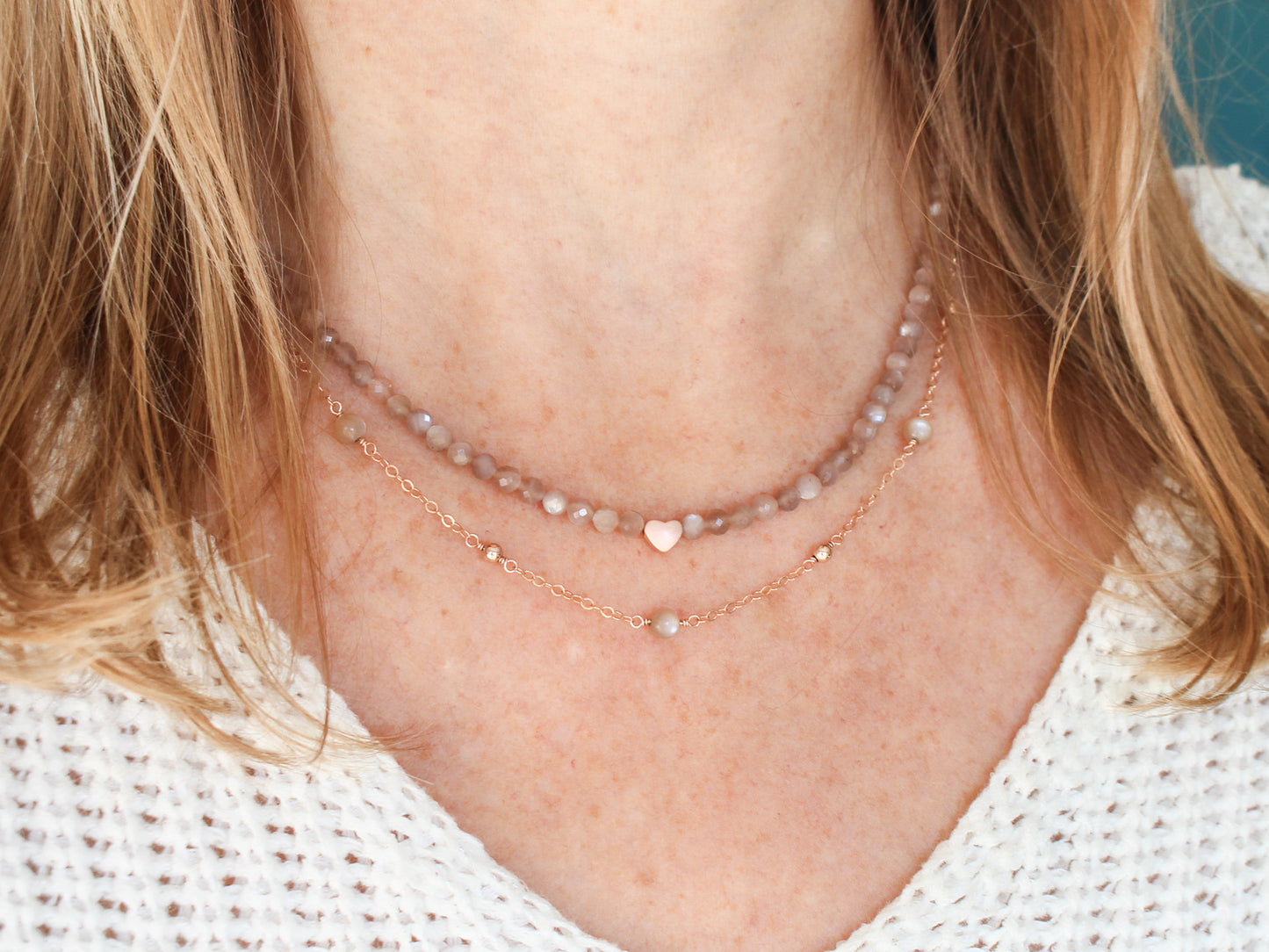 Collier Mia - Pierre de lune cannelle