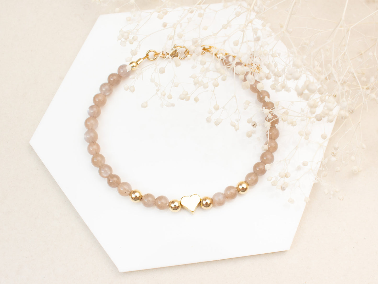 Bracelet Anaïs - Pierre de lune chocolat