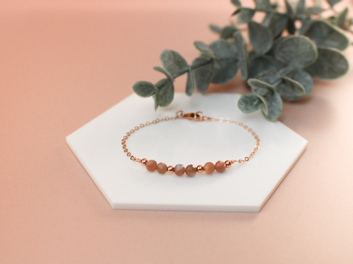 Bracelet Lyana - Pierre de lune cannelle