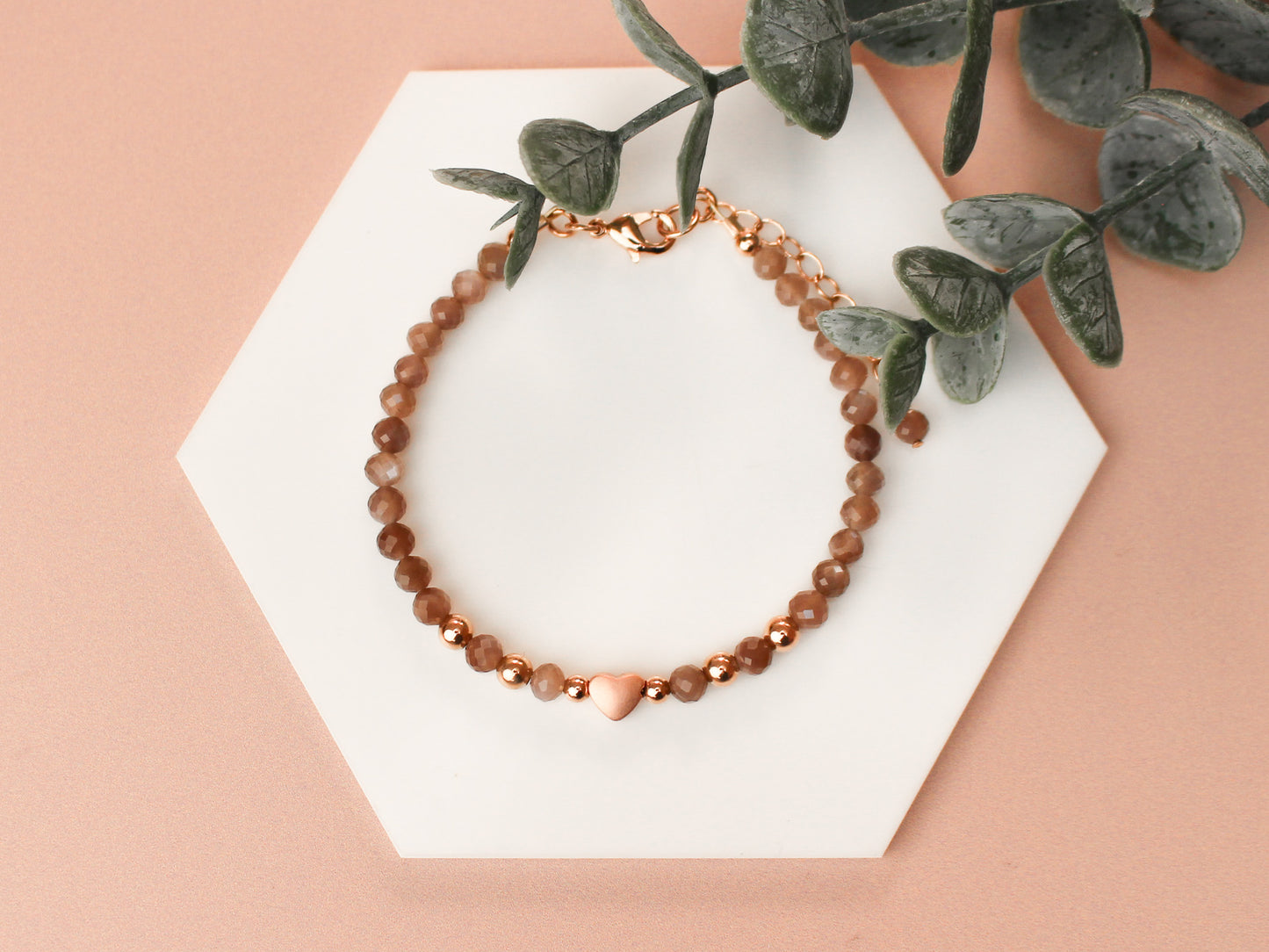 Bracelet Célia - Pierre de lune cannelle
