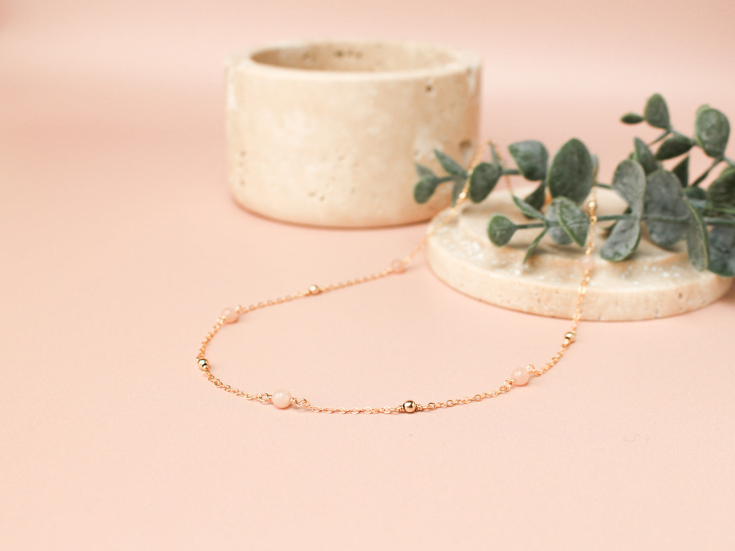 Collier Cora - Pierre de lune rose