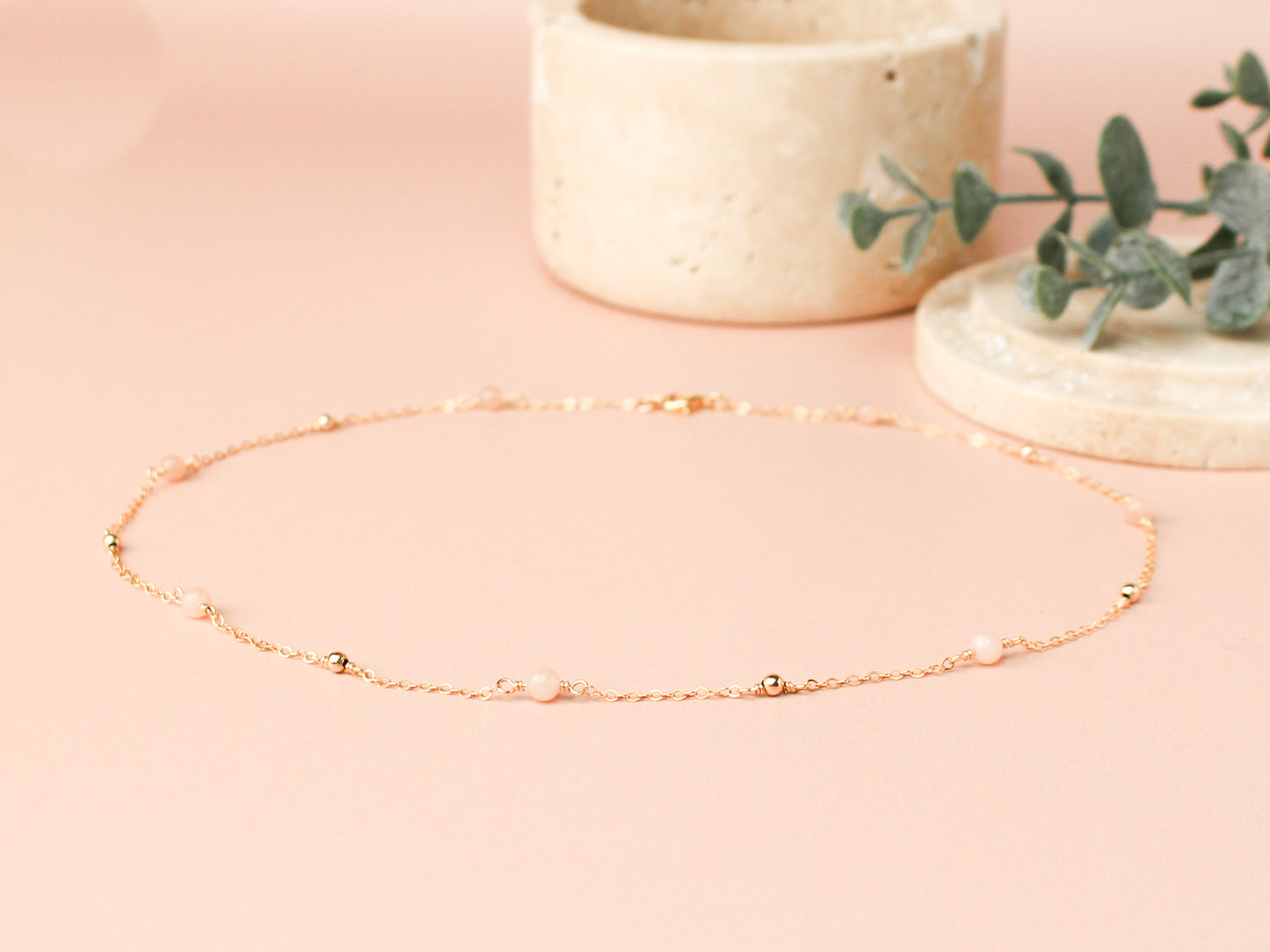 Collier Cora - Pierre de lune rose