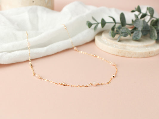 Collier Cora - Pierre de lune rose