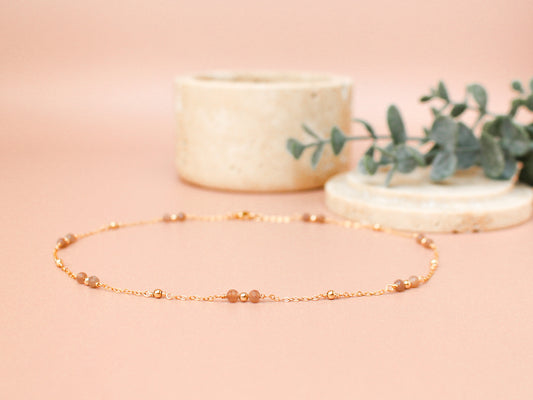 Collier Melinda - Pierre de lune pêche