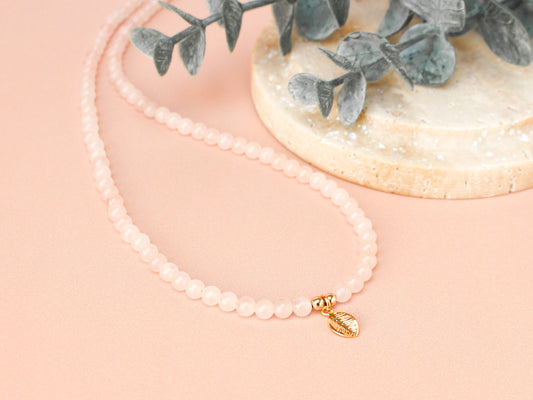 Collier Leaves - Quartz rose