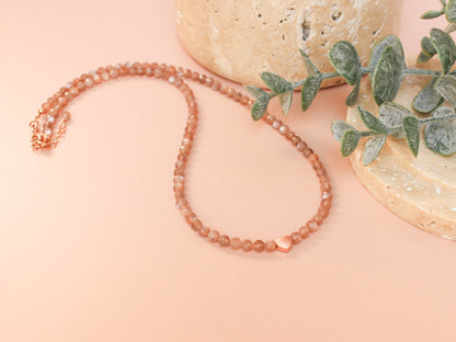 Collier Mia - Pierre de lune cannelle