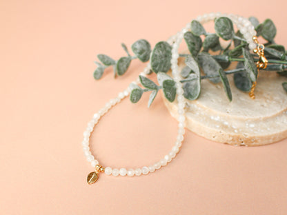 Collier Leaves - Pierre de lune blanche