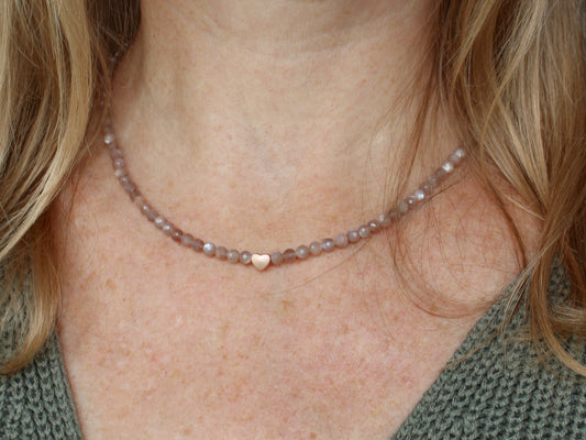 Collier Mia - Pierre de lune cannelle