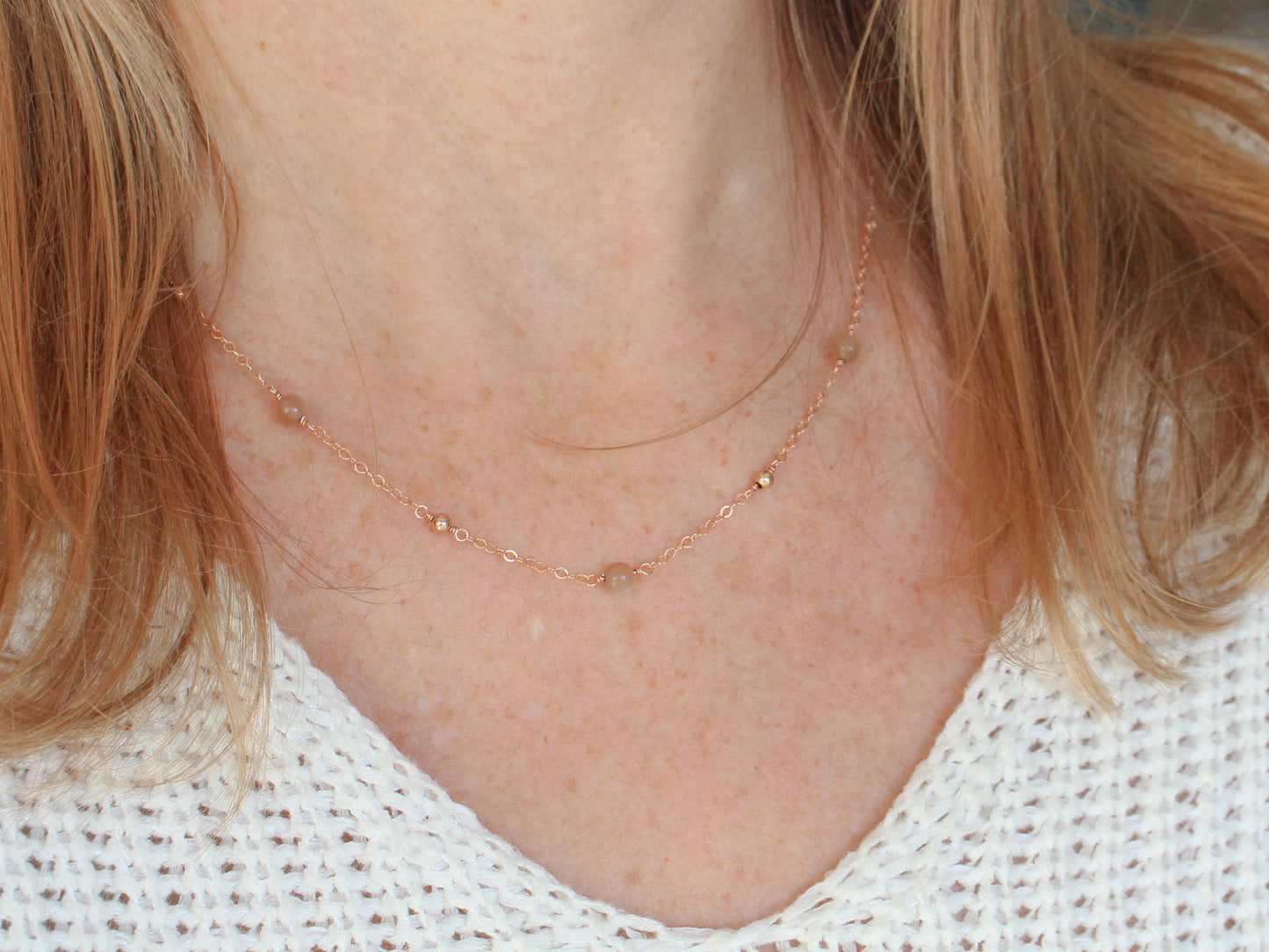 Collier Cora - Pierre de lune cannelle